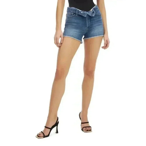 GOOD AMERICAN
The Cutoff Foldover frayed denim shorts New With Tags - Picture 1 of 7